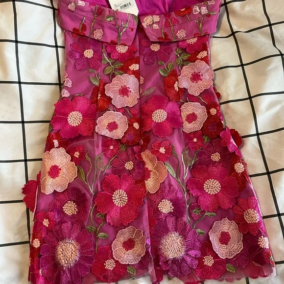 Altar'd State Hot Pink Floral Strapless Dress - Picture 2 of 3